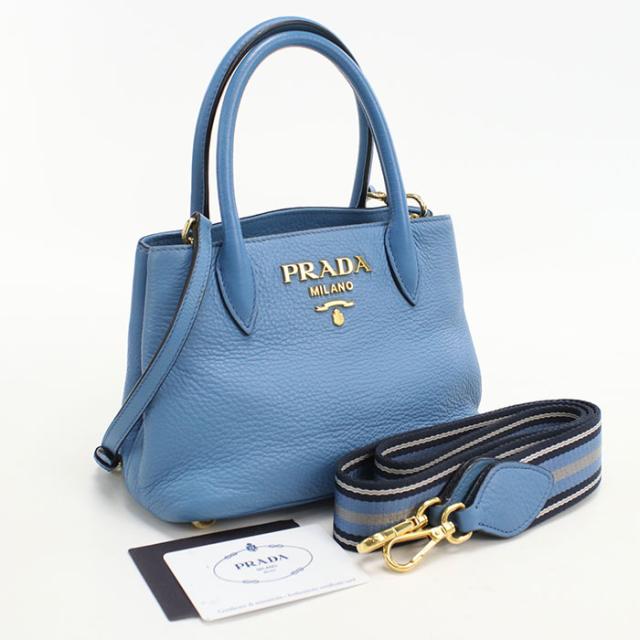 中古良品PRADA プラダ ハンドバッグ 2WAY レディース ブルー