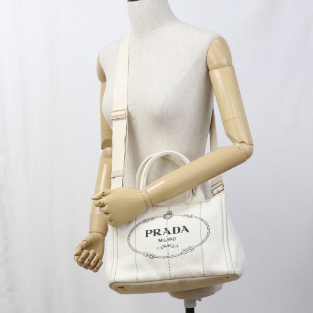 中古良品PRADA プラダ トートバッグ 1BG439 2WAY カナパ レディース ホワイト_11