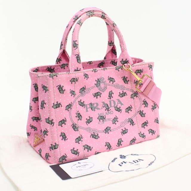 中古良品PRADA プラダ トートバッグ 1BG439 2WAY カナパ レディース ピンク
