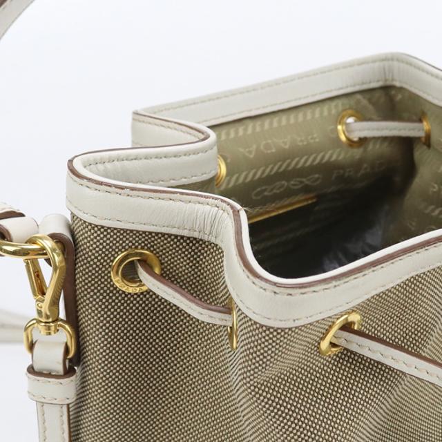 中古良品PRADA プラダ ハンドバッグ 1BH097 バケットバッグ レディース ベージュ 中古良品PRADA プラダ ハンドバッグ 1BH097 バケットバッグ レディース