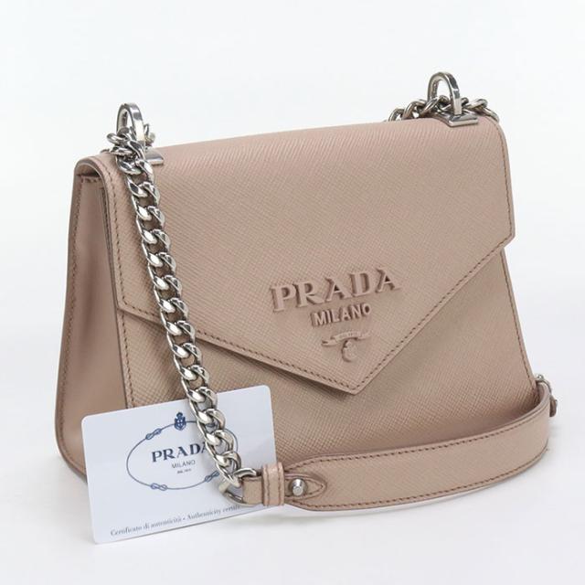 中古良品PRADA プラダ ショルダーバッグ 1BD127 2ERX F0ORK チェーン サフィアーノ レザー レディース ピンク