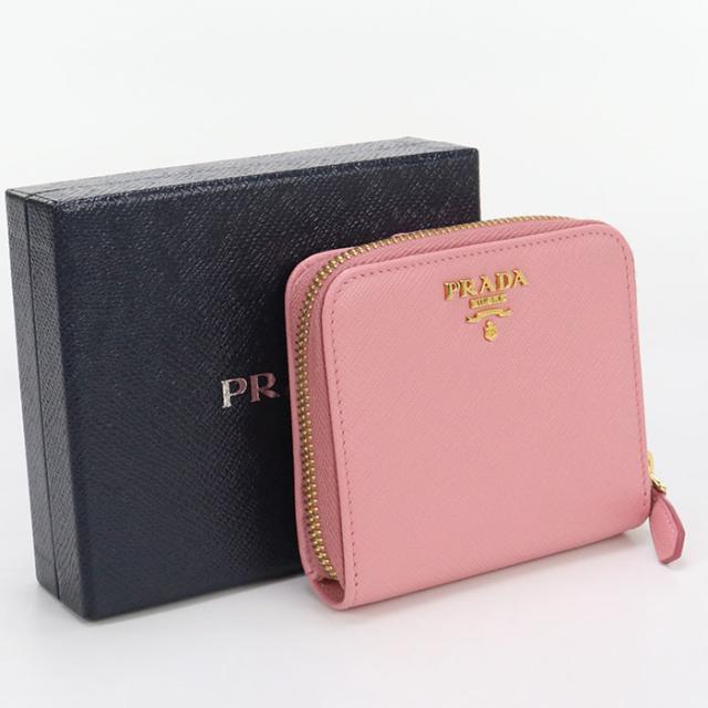中古美品PRADA プラダ 二折財布 レディース ピンクの通販はau