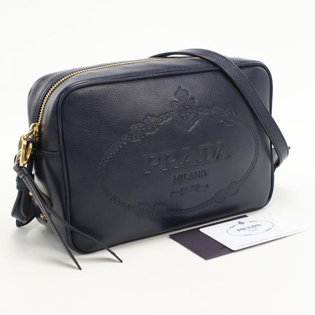中古良品PRADA プラダ 斜め掛け ショルダーバッグ 1BH089 2EBJ F0216 スモール レディース ネイビー