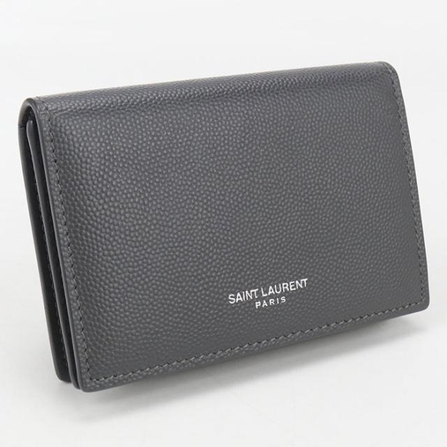 中古美品SAINT LAURENT サンローラン 名刺入れ 469338 ビジネス カードケース メンズ グレー