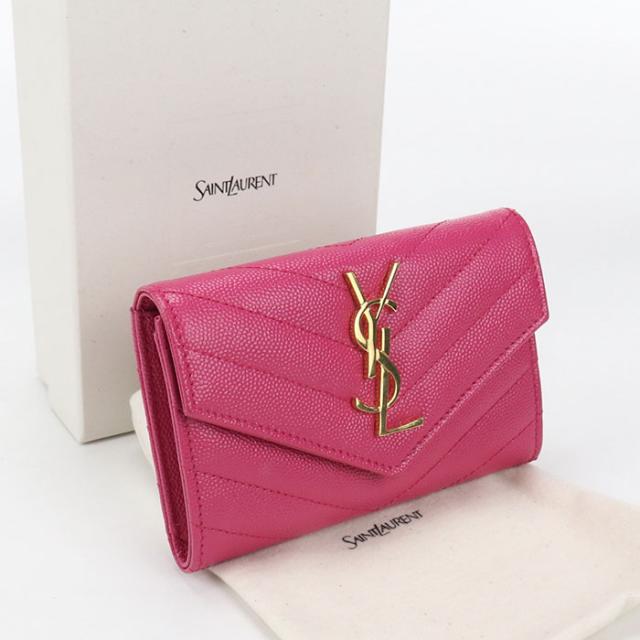 【中古・未使用】SAINT LAURENT サンローラン 名刺入れ 414404 エンベロープウォレット カサンドラ レディース ピンク