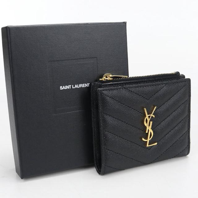 【中古・未使用】SAINT LAURENT サンローラン 二折財布 575879 バイフォールドウォレット モノグラム レディース ブラック