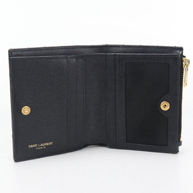 中古良品SAINT LAURENT サンローラン 二つ折り財布 575879 バイフォールドウォレット モノグラム レディース ブラック_2