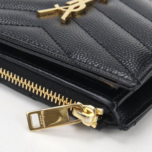 中古良品SAINT LAURENT サンローラン 二つ折り財布 575879 バイフォールドウォレット モノグラム レディース ブラック_6