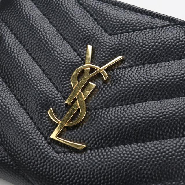 中古良品SAINT LAURENT サンローラン 二つ折り財布 575879 バイフォールドウォレット モノグラム レディース ブラック_7