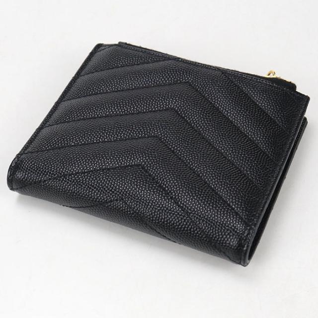 中古美品SAINT LAURENT サンローラン 二つ折り財布 575879 バイフォールドウォレット モノグラム レディース ブラック_1