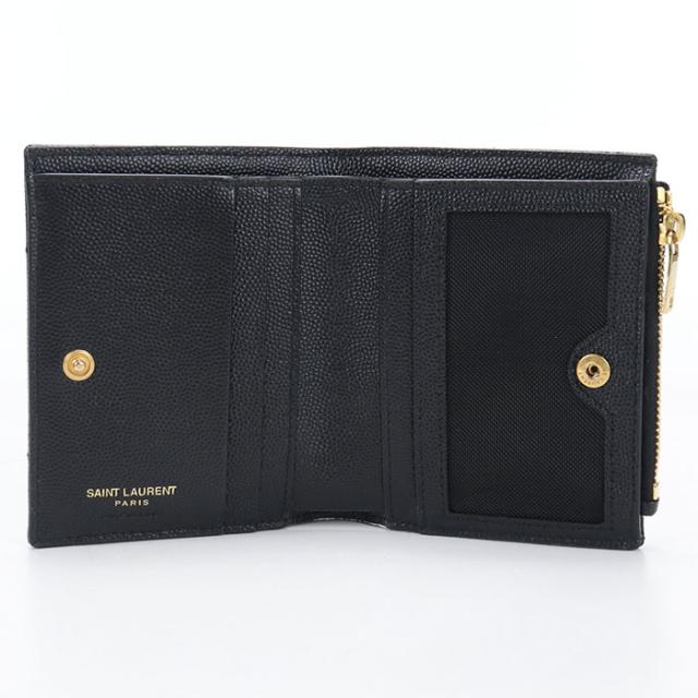 中古美品SAINT LAURENT サンローラン 二つ折り財布 575879 バイフォールドウォレット モノグラム レディース ブラック_2