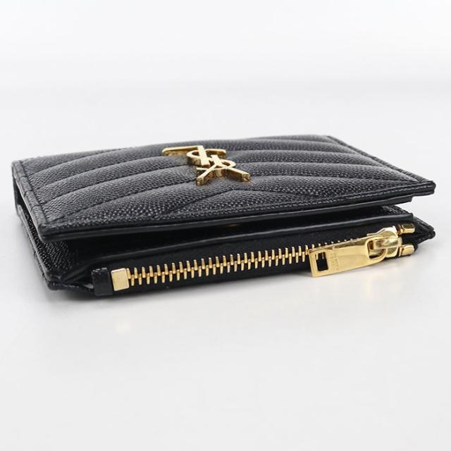 中古美品SAINT LAURENT サンローラン 二つ折り財布 575879 バイフォールドウォレット モノグラム レディース ブラック_5
