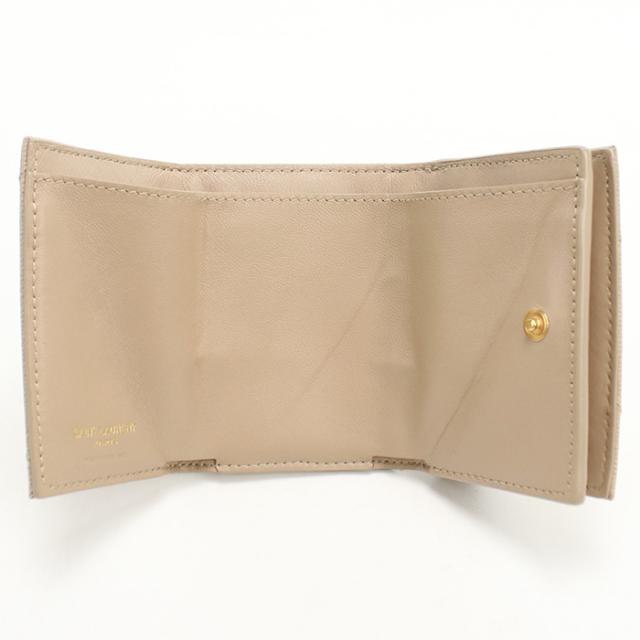 中古良品SAINT LAURENT サンローラン 三つ折り財布 668274 タイニーウォレット モノグラムオリガミ レディース ベージュ_2