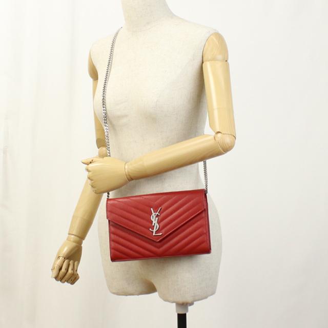 中古良品SAINT LAURENT サンローラン チェーンウォレット 377828  