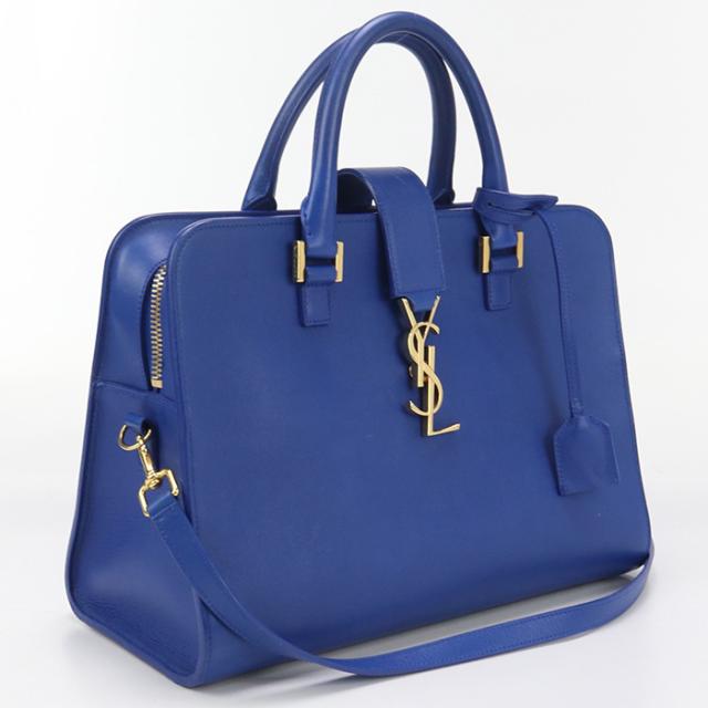 中古良品SAINT LAURENT サンローラン ハンドバッグ 357395 2WAYハンドバッグ モノグラム カバス レディース ブルー