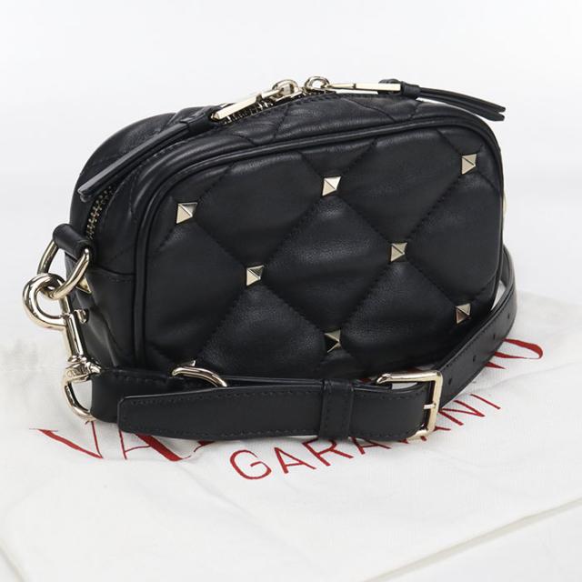 中古良品Valentino ヴァレンチノ 斜め掛け ショルダーバッグ ロックスタッズ レディース ブラック