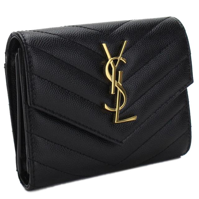 SAINT LAURENT サンローラン 三折財布小銭入付き 403943 BOW01 1000 MONOGRAM MATELASSE レディース ブラック