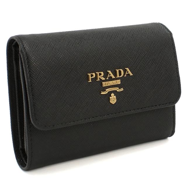 PRADA プラダ 三折財布小銭入付き 1MH025 QWA F0002 レディース ブラックの通販は