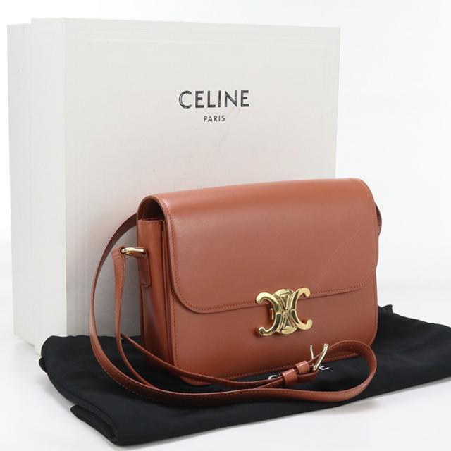 中古良品CELINE セリーヌ ショルダー 18736 3BF4 カーフ クラシックバッグ トリオンフキャンバス レディース ブラウンの通販は 139,990円