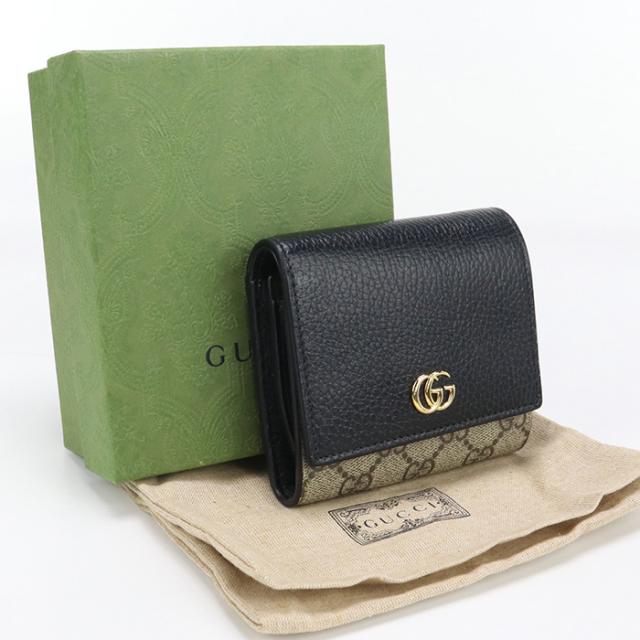 中古美品GUCCI グッチ 二折財布 598587 バイカラー ミディアム 