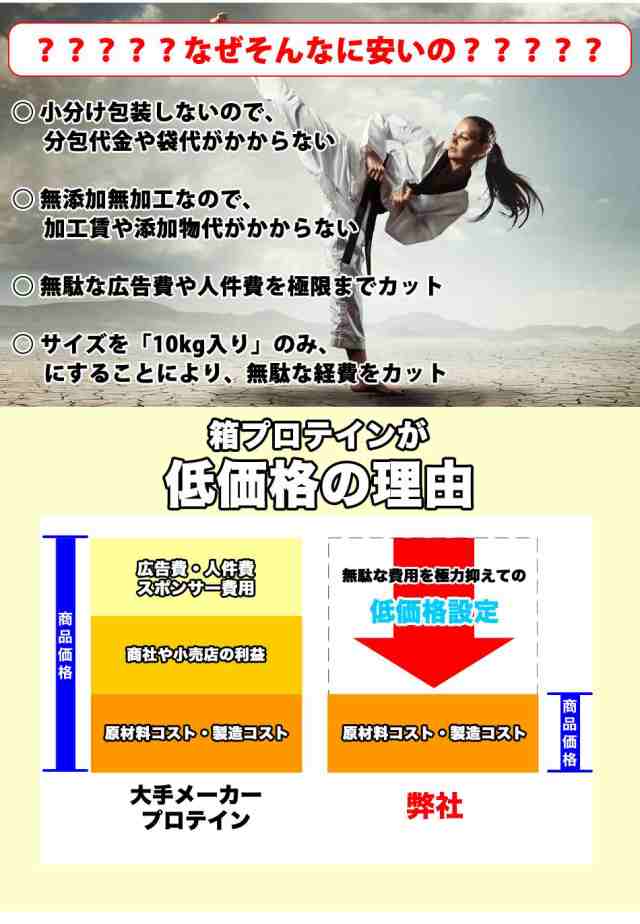 コスパ最強 20kg(10kg×2箱) ソイプロテイン 無添加 無加工 最安値挑戦中 箱プロ　送料無料 筋トレ トレーニング 部活 チーム 筋肉 野球