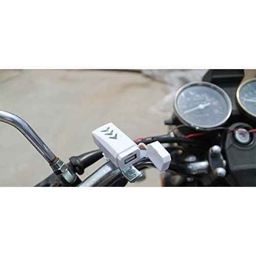 LED搭載 バイク用 USB アダプタ [ホワイト] ハンドル取り付け型 蓋付き