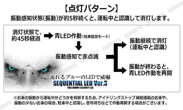 流れる青色led ソーラー ダミー カーセキュリティ 振動で赤点滅 威嚇 防犯グッズ ライト 車上荒らしのリスクを軽減 汎用 送料無料の通販はau Pay マーケット Ez Mercury