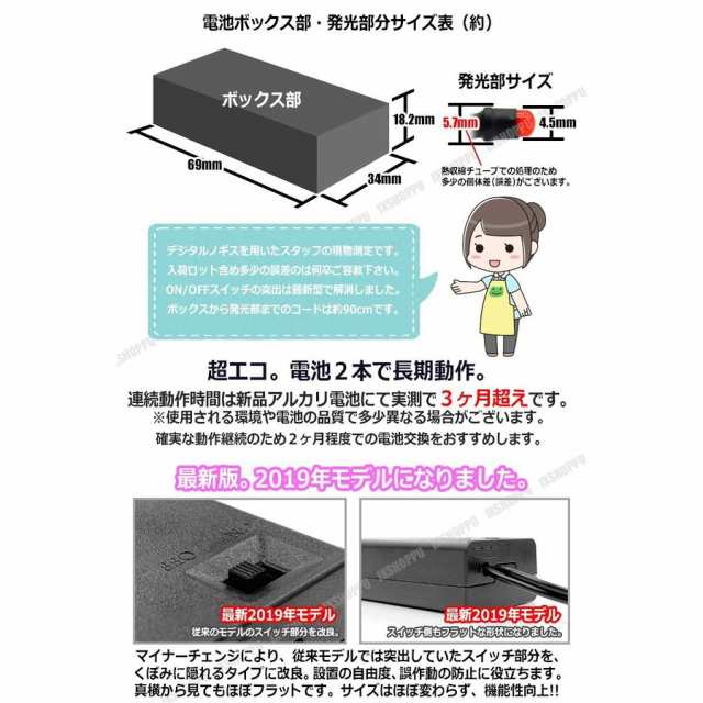 乾電池式 単三電池2本でok ゆっくり点滅 Led カーセキュリティ ダミーセキュリティ 簡単ライト 車 家 防犯 スイッチ付 送料無料の通販はau Pay マーケット Ez Mercury