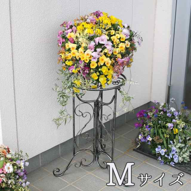 フラワースタンド 花台「16 スタンド M」【AWFS-M55B】 高さ56cm アイアン 屋外 室内 寄せ植え ガーデニング雑貨 玄関 バスケット  プラン｜au PAY マーケット