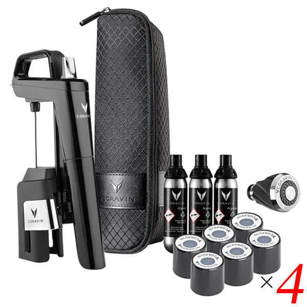 【当店最大16%+日曜5%】〜6/15(月)9:59！CORAVIN コラヴァン Timeless モデル6+ ピアノブラック 4個セット ワイン保存システム 高純度アルゴン 正規アクセサリ