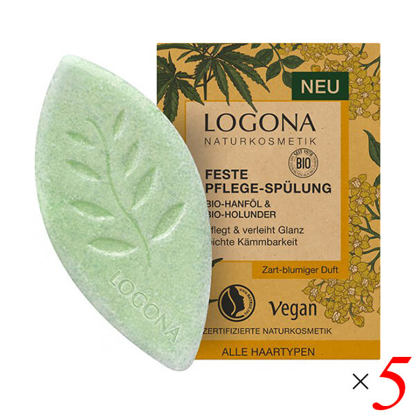 コンディショナー 固形 ヘンプ ロゴナ ソリッドヘアコンディショナー〈ヘンプ&エルダーフラワー〉60g 5個セット 送料無料の通販は