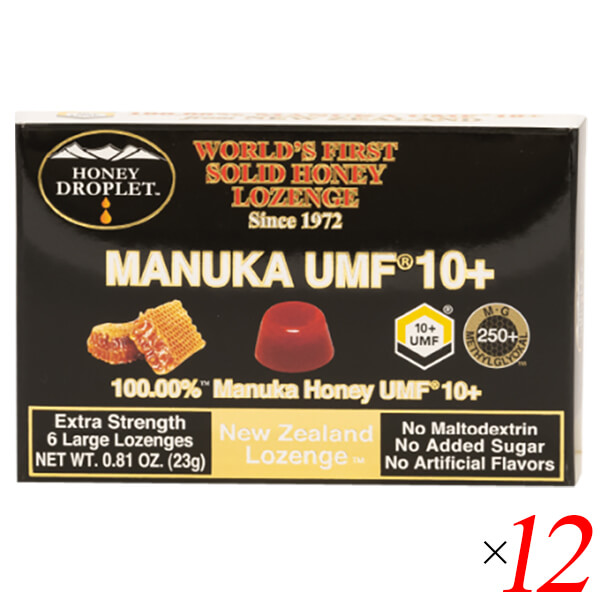 マヌカハニー キャンディ のど飴 ハニードロップレット マヌカハニーUMF10+（のど飴）23g/6粒12個セット ハニージャパン 送料無料の通販は
