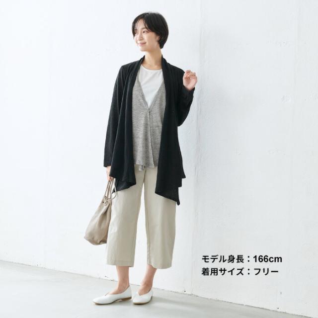 プレミアムリネン100％ フェイクレイヤード カーディガン 日本製 / 薄手 ゆったり ロング レディース トップス 40代 50代 60代 30代 羽織り 冷房対策 羽織もの 重ね着風 速乾 抗菌 春 夏 秋_15