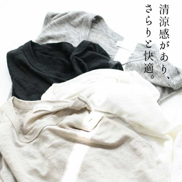 100% a hundred percent リネンノースリーブプルオーバー