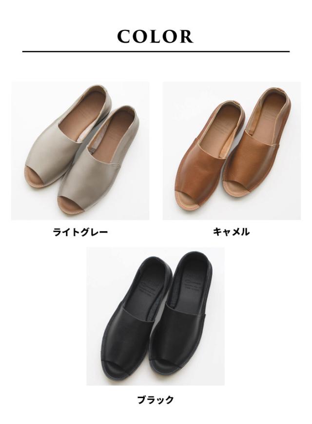 本革 Lカット オープントゥ シューズ Recipe RP-255 日本製 / サンダル