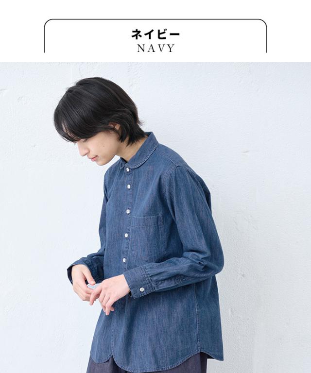 6ozデニム ラウンドカラー シャツ MANUAL ALPHABET 日本製