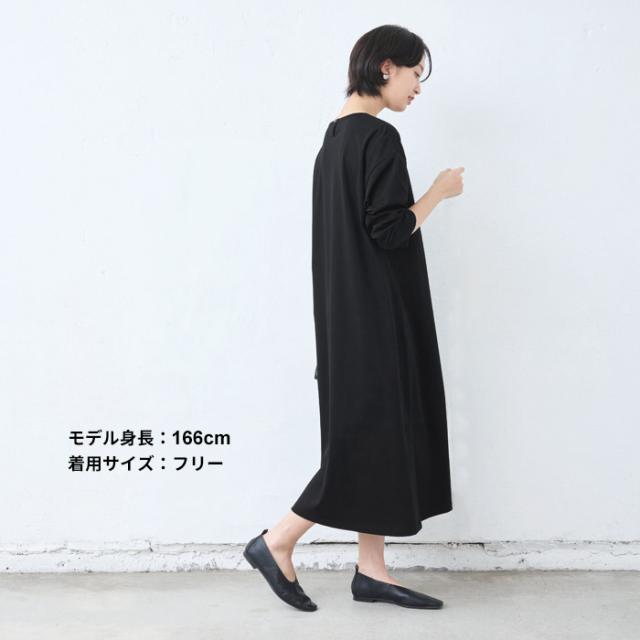 強撚 コットン100% リブ使い ワンピース 日本製 / ワンピ レディース 無地 綿 40代 50代 60代 女性 綿100% ロングワンピース 長袖 きれいめ ゆったり 春 夏 秋 綿100% 春物 春服 顔合わせ オケージョン お呼ばれ_15