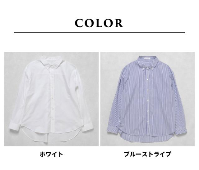 シャツ ボタンダウン レディース 綿100％ 長袖 ] コットン100% 50番手