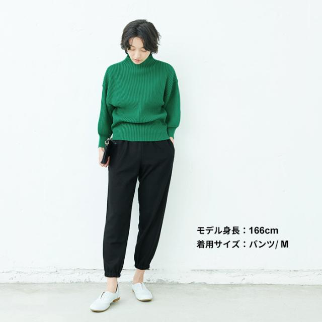 圧縮ウール100% Vネック ゆったり プルオーバー ＋ 裾ギャザー パンツ 2点セット 日本製 / 卒業式 母 服装 50代 パンツスーツ セレモニースーツ ] 30代  40代 60代 きれいめ 上下セット 礼服 七五三 母 ママ 祖母 ストレッチ 入学式 ママスーツ 秋冬 秋 冬の通販は