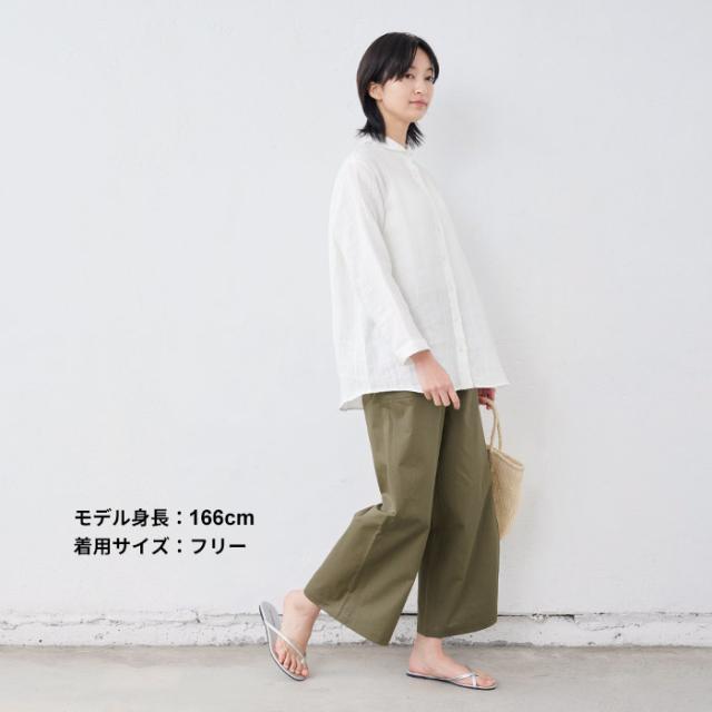 ガーゼ シャツ レディース 長袖 ] リネン＆コットン接結 九分袖 マル