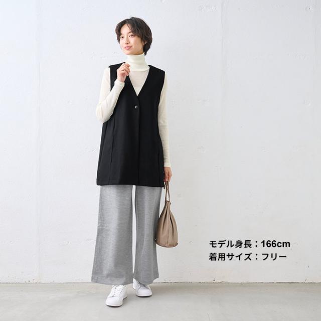 圧縮ウール100% ロングジレ / 日本製 40代 50代 60代 30代 女性 ジレ ベスト レディース ウール 秋冬 ロングベスト ウールジレ ウールベスト 羽織り 体型カバー 冬服 軽い 暖かい 上品 大人カジュアル シンプル きれいめ 重ね着 ポケット付き セットアップ可能_13
