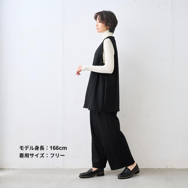 圧縮ウール100% ロングジレ / 日本製 40代 50代 60代 30代 女性 ジレ ベスト レディース ウール 秋冬 ロングベスト ウールジレ ウールベスト 羽織り 体型カバー 冬服 軽い 暖かい 上品 大人カジュアル シンプル きれいめ 重ね着 ポケット付き セットアップ可能_15