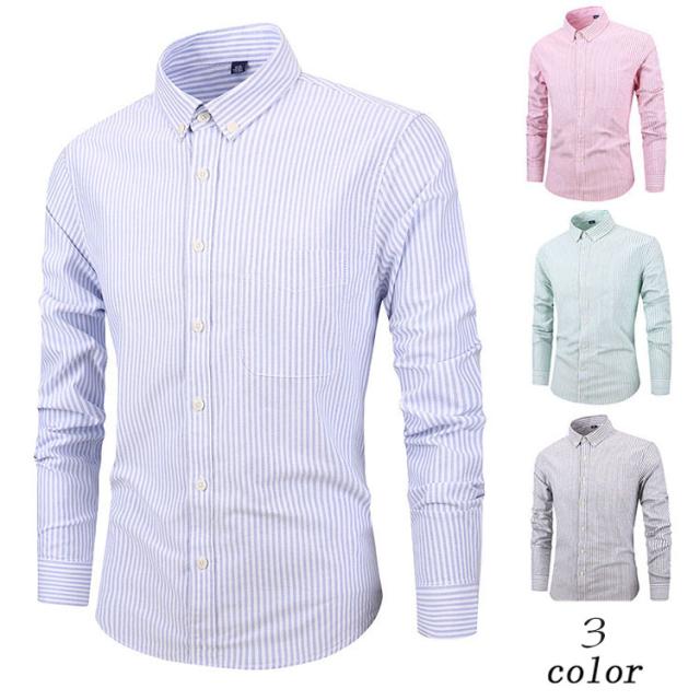送料無料 Yシャツ メンズ 長袖シャツ ビジネスシャツ ボタンダウン ワイシャツ カジュアル オックスフォード 薄手 ストライプ柄 春物 春の通販はau Pay マーケット Shojikiya