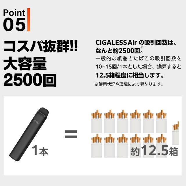 【2500回吸引】 電子タバコ タール ニコチン0 VAPE ベイプ 電子タバコ 使い捨て シーシャ 持ち運び スターターキット 本体 iSmoke シガレス Air 0mg エアー ランキング 持ち運びシーシャ 水蒸気 おすすめ シーシャ フレーバー 禁煙 パイポ 禁煙グッズ 水タバコ Cigaless Air_9