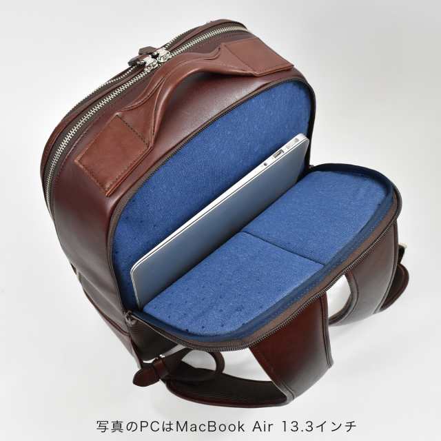 極美品✨ ファイブウッズ リュック レザー 2層 A4資料 パソコン ネイビー