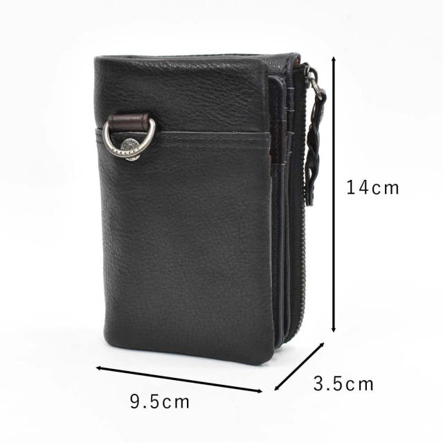 ムスタッシュ２つ折り財布　縦型 moustache 財布 ミドルウォレット ムスタッシュ 二つ折り 本革
