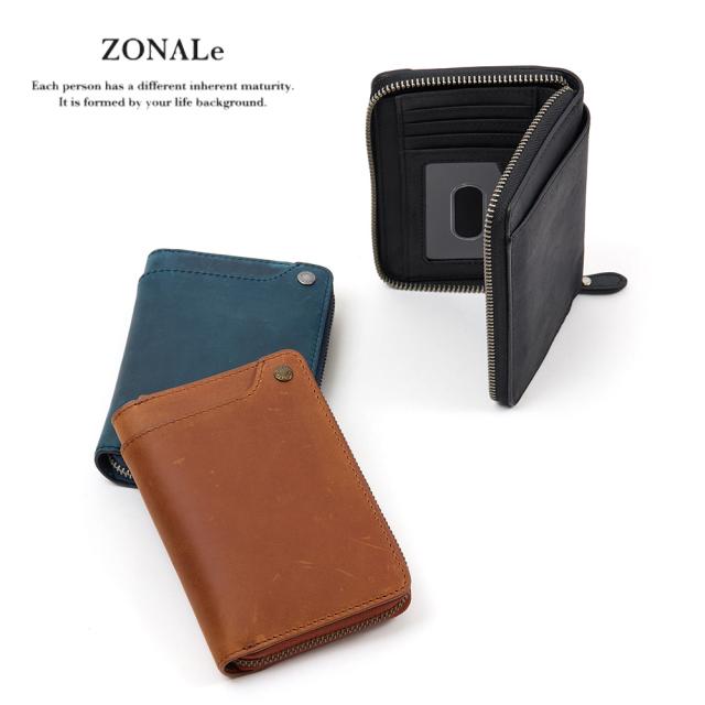 ZONALe ミドルウォレット 財布 二つ折り 縦型 ゾナール 二つ折り財布 本革 革 レザー メンズ レディース ヴィンテージ VINTAGE ラウンドミドル財布 ブランド おしゃれ 人気 大容量 ギフト プレゼント 31144