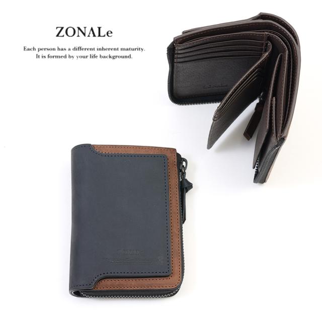 ZONALe 財布 二つ折り財布 ゾナール 二つ折り 2つ折り 本革 革 レザー メンズ ストラト 折りたたみ 小銭入れ付き ファスナー ブランド おしゃれ 縦型 タテ型 人気 大容量 ギフト プレゼント 男性 日本製 31354