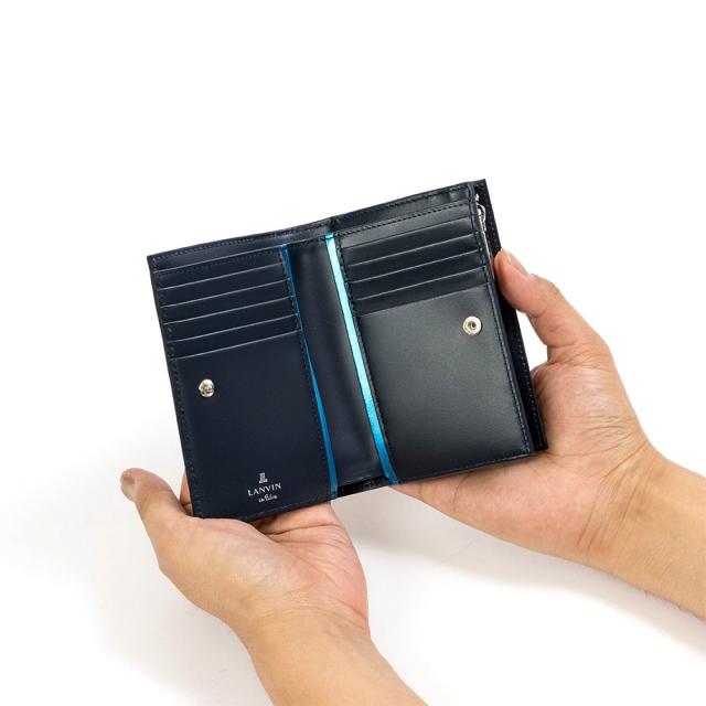 LANVIN en Bleu 二つ折り財布 ミドルウォレット ランバン オン ブルー パーシャル 縦型 財布 二つ折り メンズ レディース 本革 レザー 男性 ギフト プレゼント 大容量 人気 ブランド ランバンオンブルー 555614_7