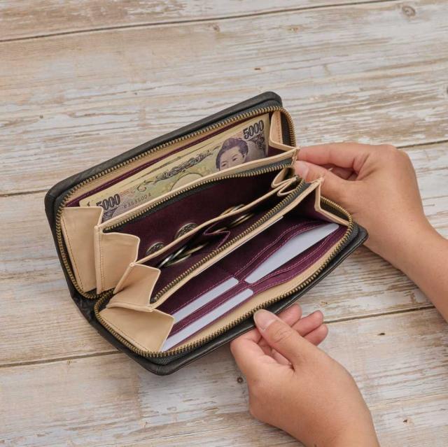 美品　シビラ 牛革 レザー ラウンド ファスナー 長財布　カード　本革　オリガミ 楽天市場】シビラ 長財布 ラウンドファスナー レデイース
